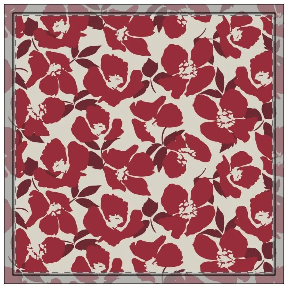 NWT Porter Anna- Crimson & Cream  Cotton Napkin 4-set, Poppy